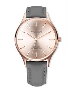 Monroe Rose Gold & Grey Leather Quartz Watch
